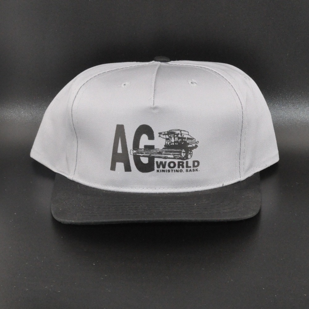 AJM Headwear AG World Snapback Hat OSFM Grey Black Excellent Graphic‎ Cap